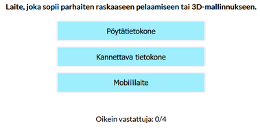 Esimerkkikuva valintapainiketehtävästä.