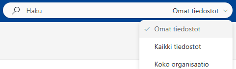 Kuva Onedriven hakutoiminnosta.