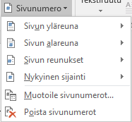 sivun asetukset